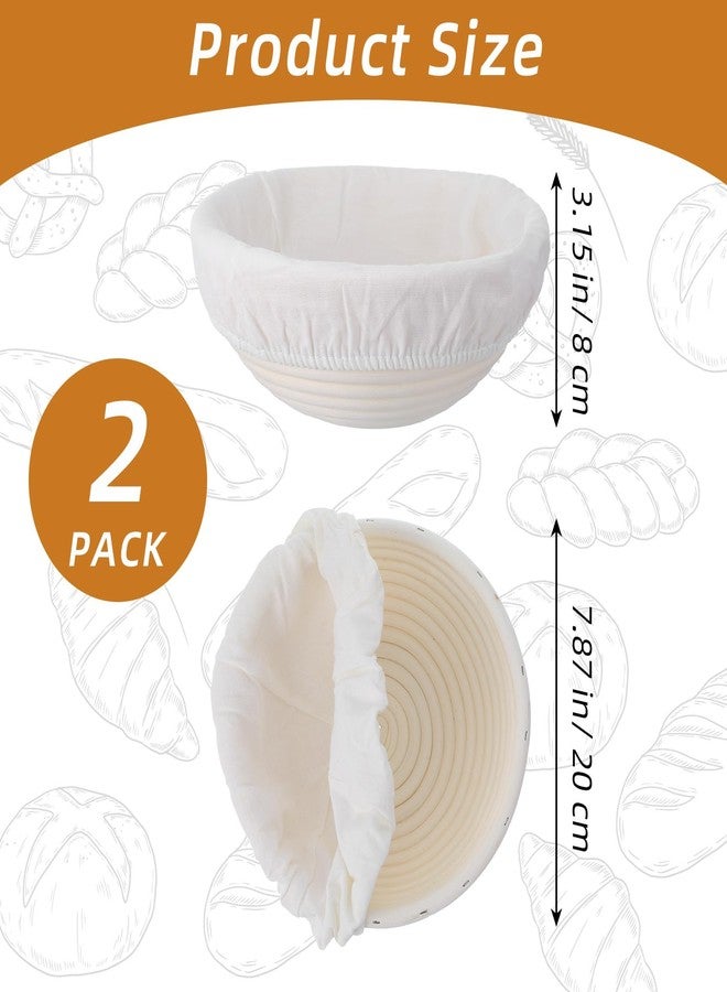 Tolare 2-Pack Sourdough Bread Proofing Basket & Banneton Bread Proofing Basket Set with Liners, 8" Round Rattan Dough Bowls (7.87"x3.15") for Artisan Baking - Image 2