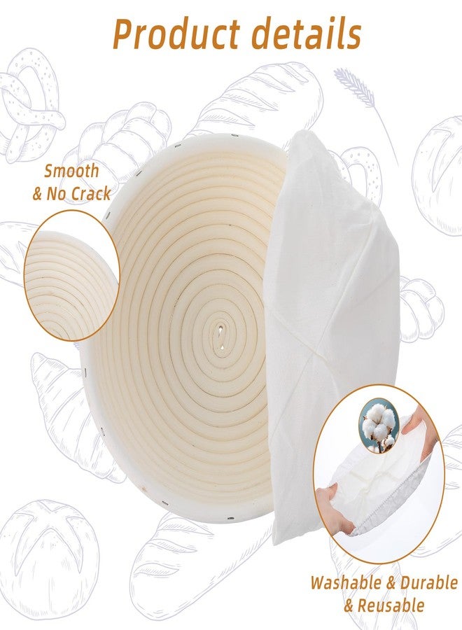 Tolare 2-Pack Sourdough Bread Proofing Basket & Banneton Bread Proofing Basket Set with Liners, 8" Round Rattan Dough Bowls (7.87"x3.15") for Artisan Baking - Image 3