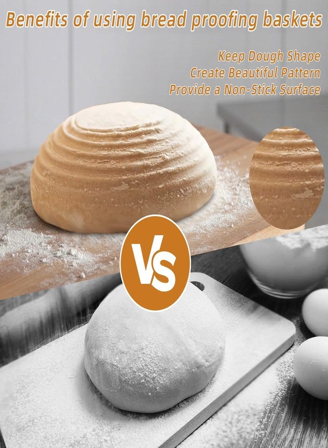 Tolare 2-Pack Sourdough Bread Proofing Basket & Banneton Bread Proofing Basket Set with Liners, 8" Round Rattan Dough Bowls (7.87"x3.15") for Artisan Baking - Image 4