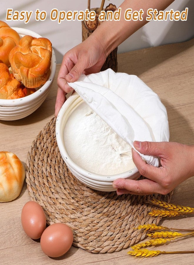 Tolare 2-Pack Sourdough Bread Proofing Basket & Banneton Bread Proofing Basket Set with Liners, 8" Round Rattan Dough Bowls (7.87"x3.15") for Artisan Baking - Image 5