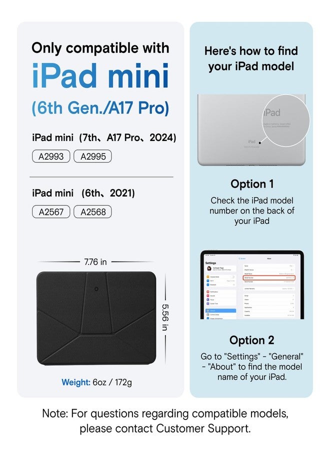 موفت جراب MOFT Dynamic Folio لجهاز iPad Mini 7 (A17 Pro 2024)/Mini 6 2021، مقاس 8.3 بوصة، جراب رفيع مزود بحامل مغناطيسي مع أكثر من 20 زاوية عرض، خاصية التشغيل/الإيقاف التلقائي، فائق النحافة، لون رمادي داكن مع لمسة من الياقوت - Image 2