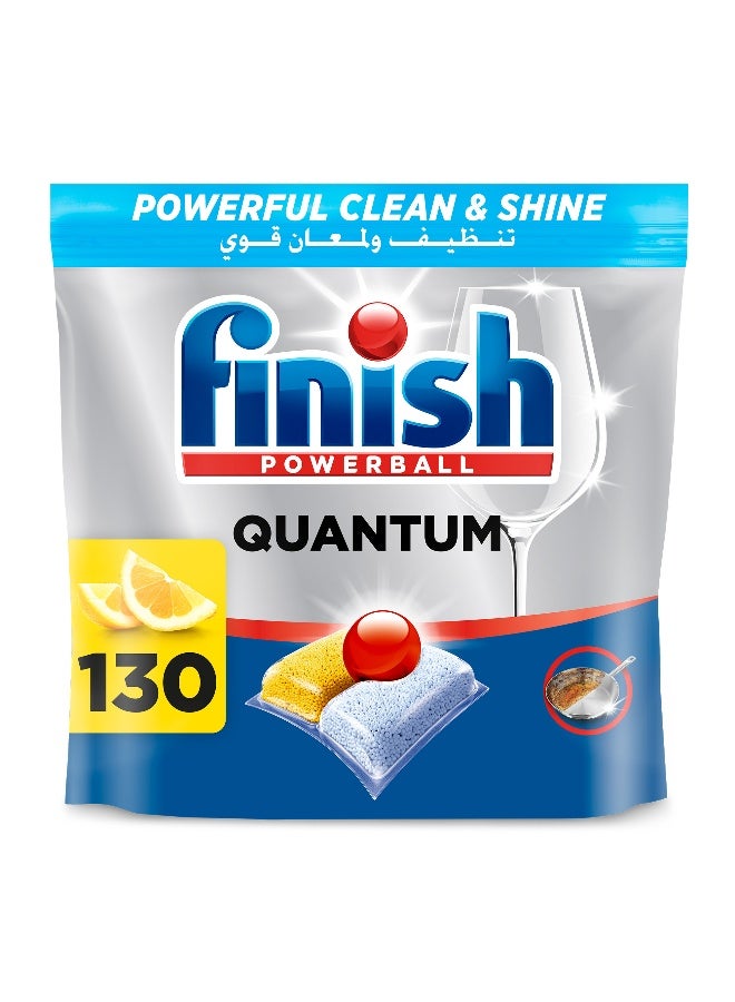 Finish Powerball Quantum Dishwasher Detergent, Lemon Sparkle Scent, 130 Tabs - Image 1