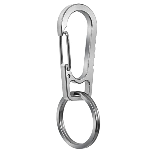 PPFISH EDC PPFISH Titanium Heavy Duty Carabiner Keychain, EDC Quick Release Hooks with Titanium Key Ring Set for Men Women (Gray) - Image 1