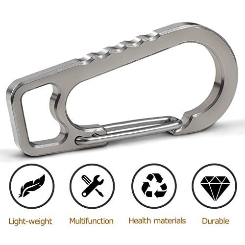 PPFISH EDC PPFISH Titanium Heavy Duty Carabiner Keychain, EDC Quick Release Hooks with Titanium Key Ring Set for Men Women (Gray) - Image 2