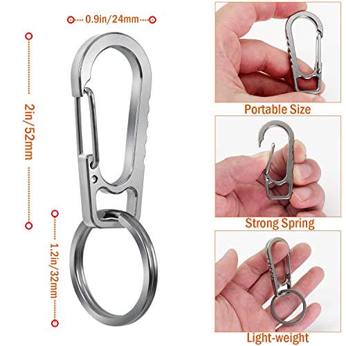 PPFISH EDC PPFISH Titanium Heavy Duty Carabiner Keychain, EDC Quick Release Hooks with Titanium Key Ring Set for Men Women (Gray) - Image 3