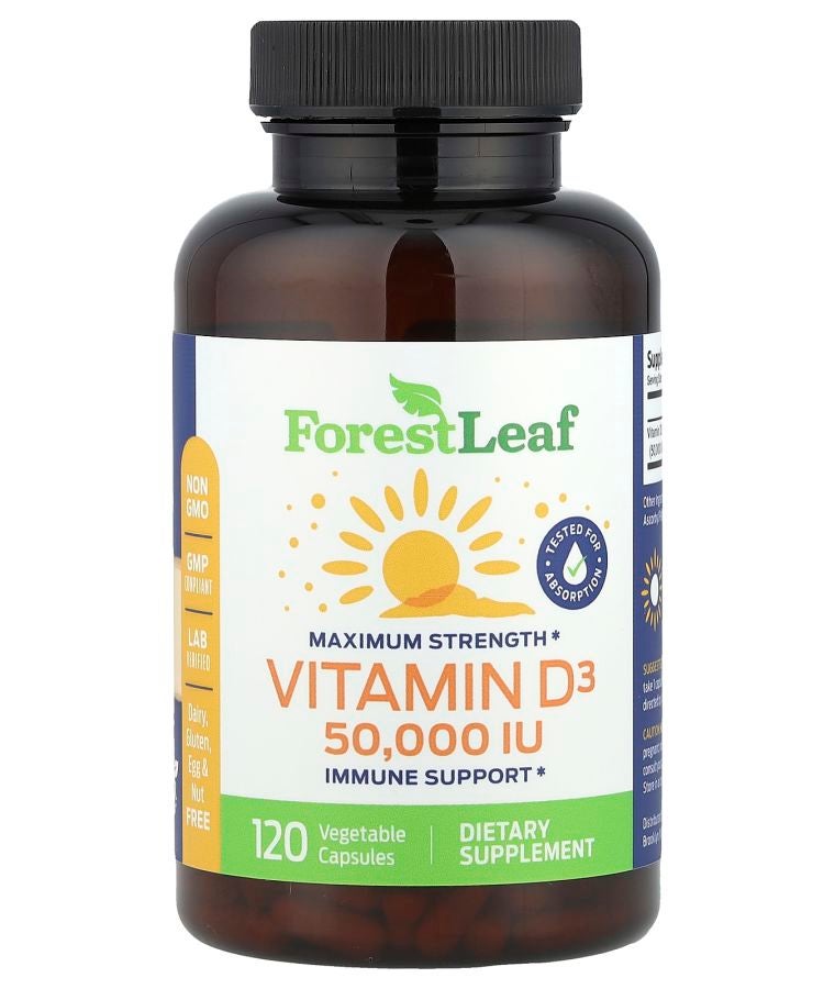 Maximum Strength Vitamin D3 1250 mcg (50000 IU) 120 Vegetable Capsules