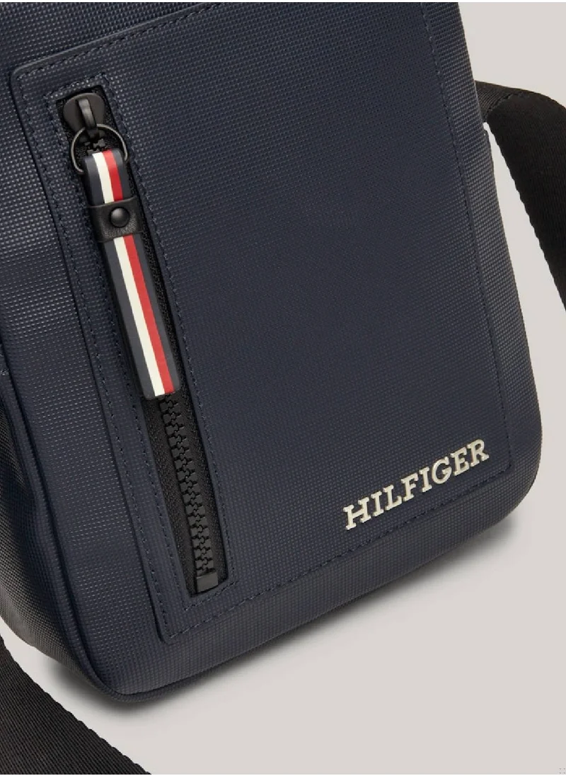 TOMMY HILFIGER Men's Essential Pique Small Reporter/ Messenger Bag -  Pique texture, Blue