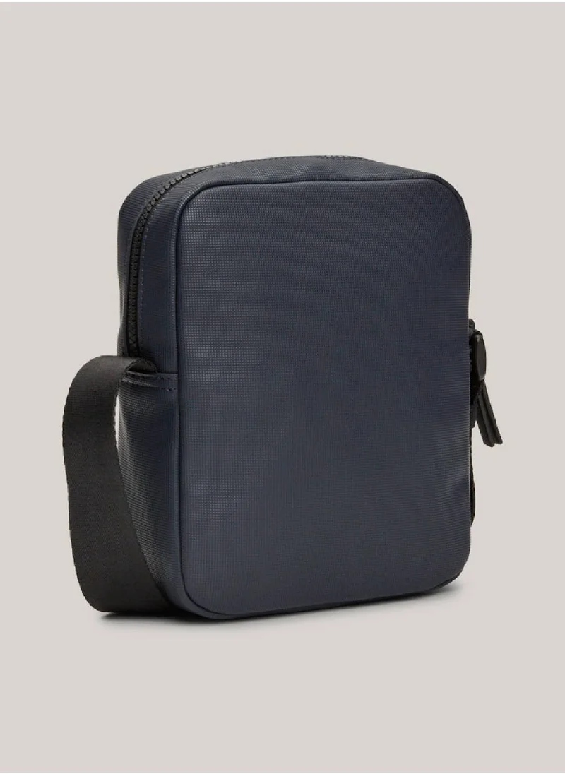 TOMMY HILFIGER Men's Essential Pique Small Reporter/ Messenger Bag -  Pique texture, Blue