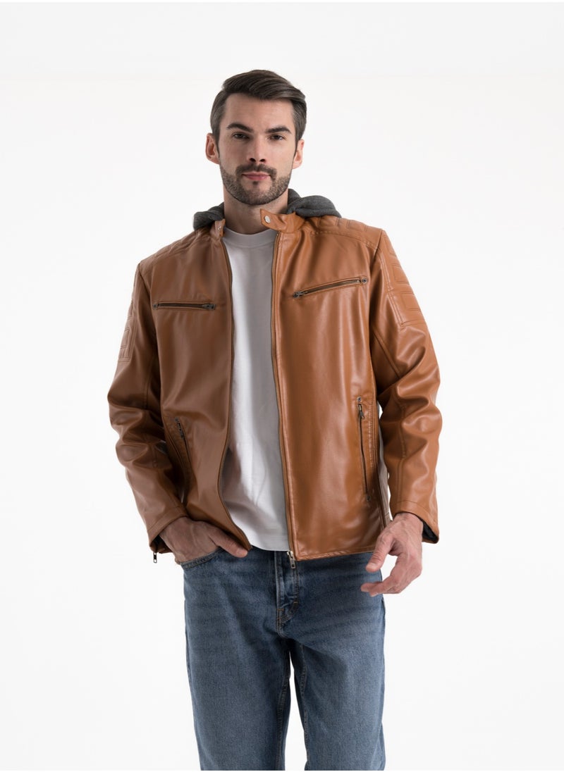 clever - Turkish Leather Jacket  Lined With Fur -With Head Cover - Image 1