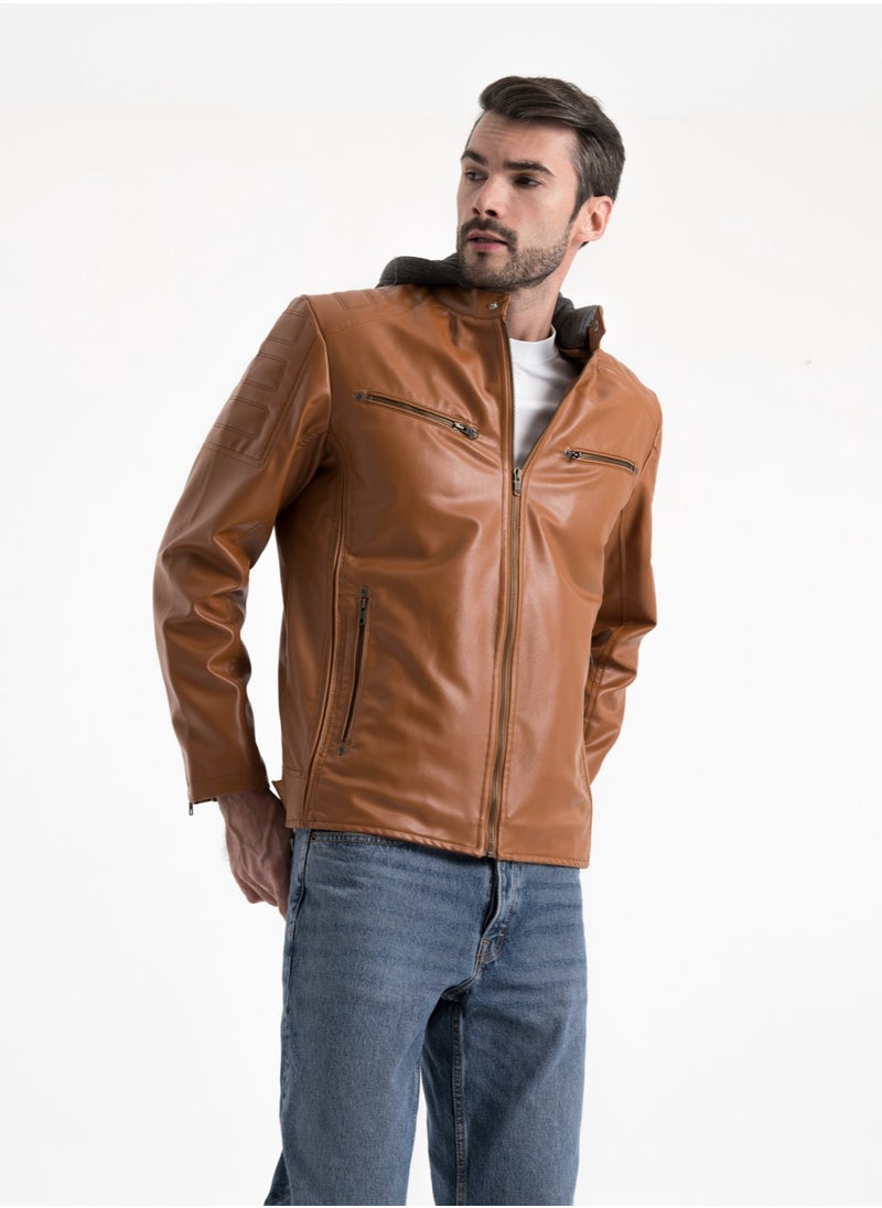 clever - Turkish Leather Jacket  Lined With Fur -With Head Cover - Image 1