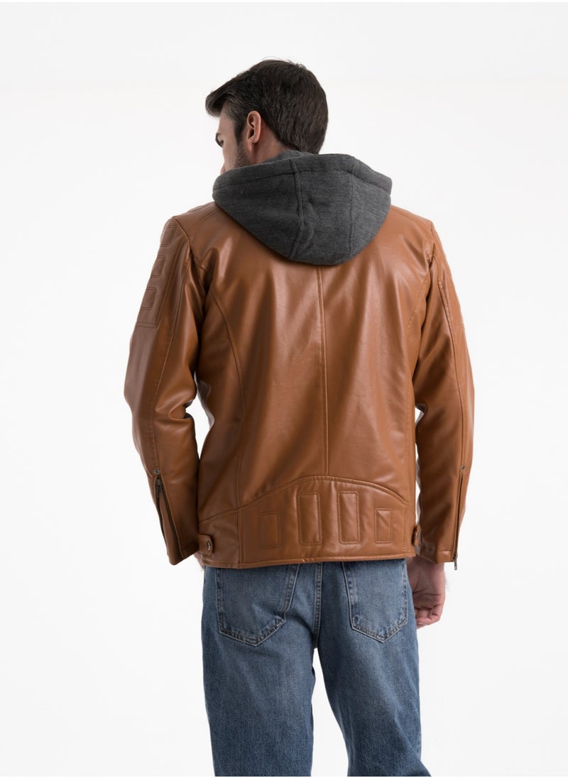 clever - Turkish Leather Jacket  Lined With Fur -With Head Cover - Image 1