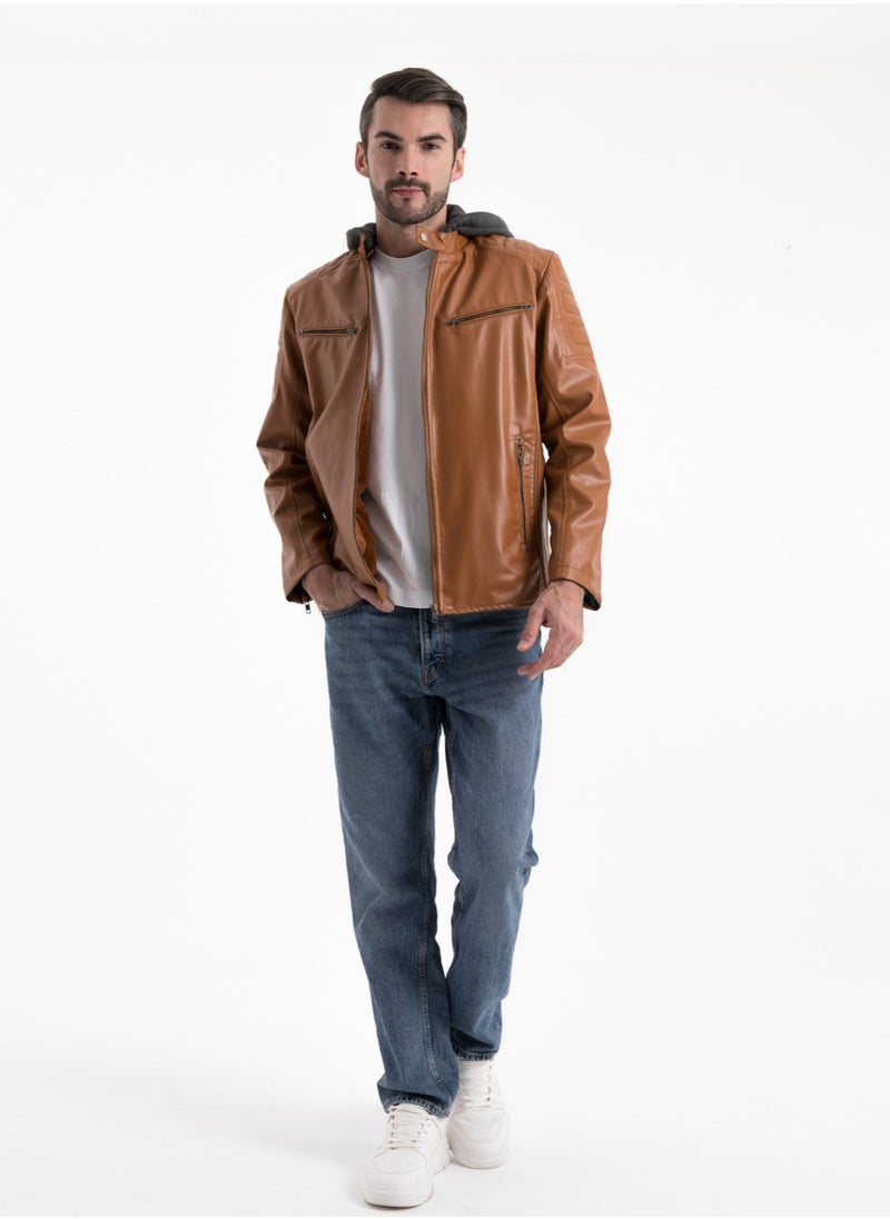 clever - Turkish Leather Jacket  Lined With Fur -With Head Cover - Image 1