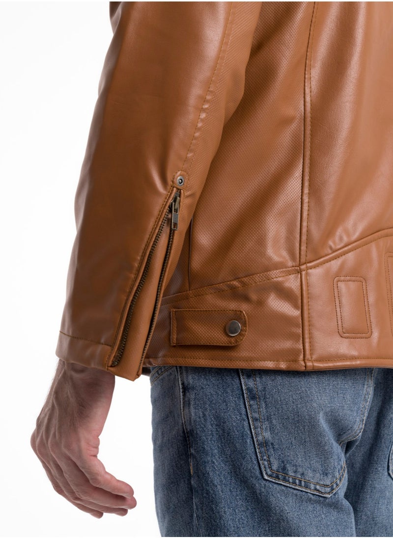 clever - Turkish Leather Jacket  Lined With Fur -With Head Cover - Image 1