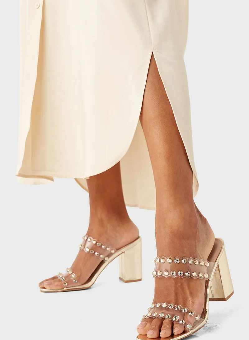Celeste Double Strap Mid Heel Sandal
