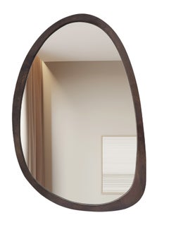 WISFOR 50X70CM Asymmetrical Accent Mirror for Wall Irregular Oval Wood Frame Modern Unique Wall Mirror Decorative Vanity Bathroom Living Room Bedroom Entryway Hallway Artistic Wavy Mirror Small  - Image 1