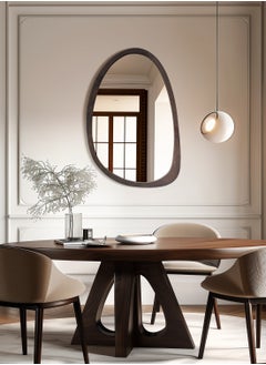WISFOR 50X70CM Asymmetrical Accent Mirror for Wall Irregular Oval Wood Frame Modern Unique Wall Mirror Decorative Vanity Bathroom Living Room Bedroom Entryway Hallway Artistic Wavy Mirror Small  - Image 5