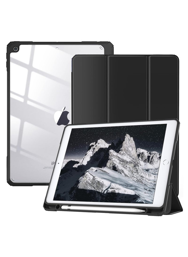 دوسالا حافظة لجهاز iPad الجيل التاسع 2021/iPad الجيل الثامن 2020/iPad الجيل السابع 2019 مقاس 10.2 بوصة مع حامل قلم، غطاء حماية رفيع مع غطاء خلفي شفاف، خاصية الإيقاظ/السكون التلقائي، (أسود) - Image 1