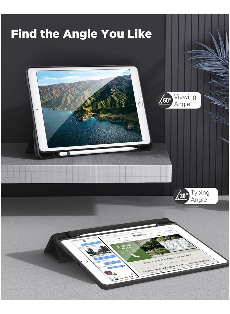 دوسالا حافظة لجهاز iPad الجيل التاسع 2021/iPad الجيل الثامن 2020/iPad الجيل السابع 2019 مقاس 10.2 بوصة مع حامل قلم، غطاء حماية رفيع مع غطاء خلفي شفاف، خاصية الإيقاظ/السكون التلقائي، (أسود) - Image 5