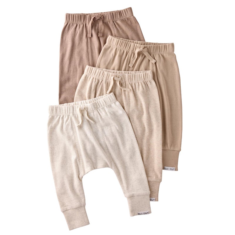 Butterblu Jordan 4-Pack Jogger Pants 100% Organic Cotton Bottoms for Boys & Girls, Natural, Newborn - Image 1