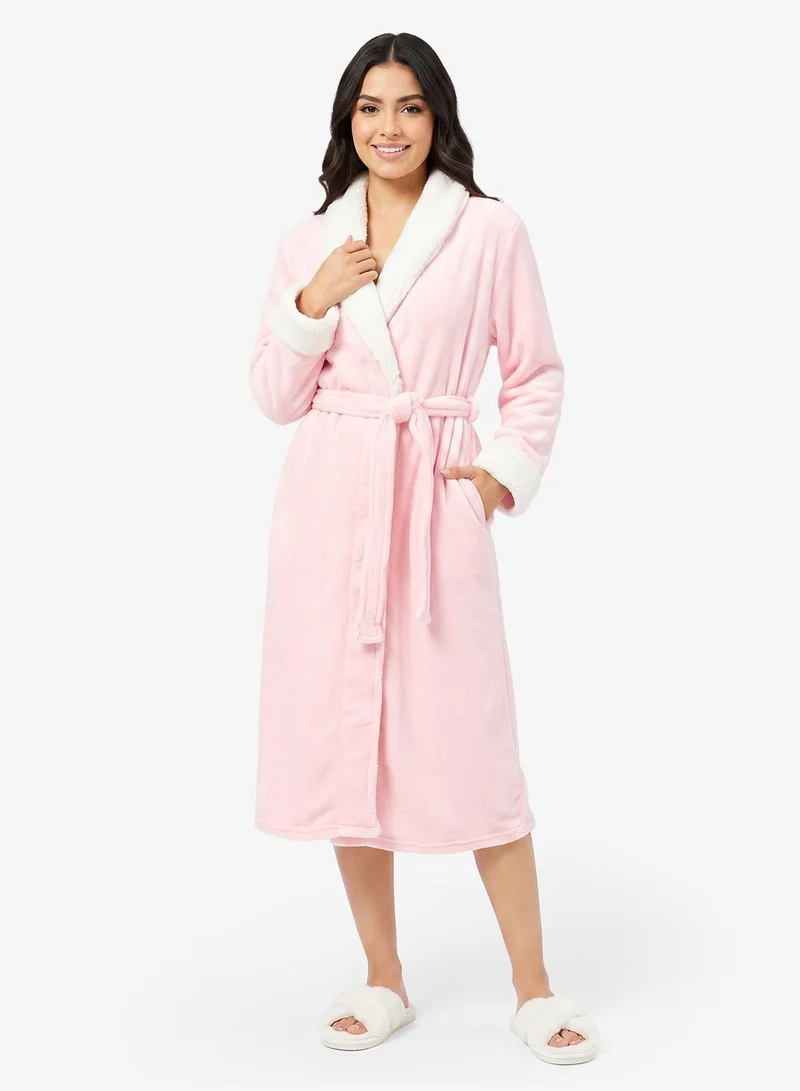 Ginger Cozy Fluffy Colorblock Robe