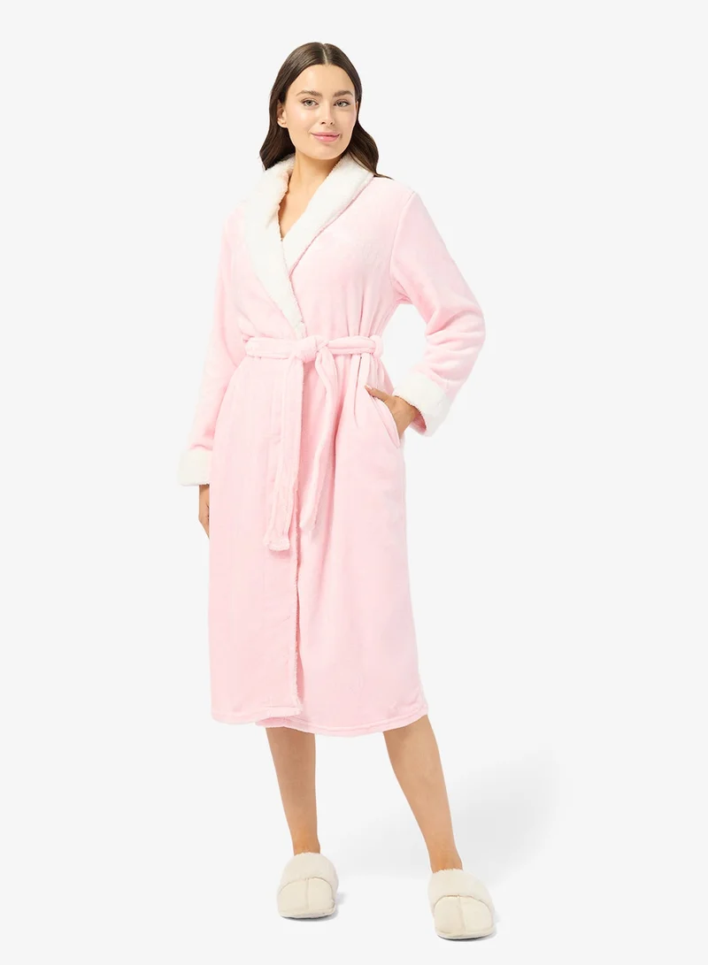 Ginger Cozy Fluffy Colorblock Robe