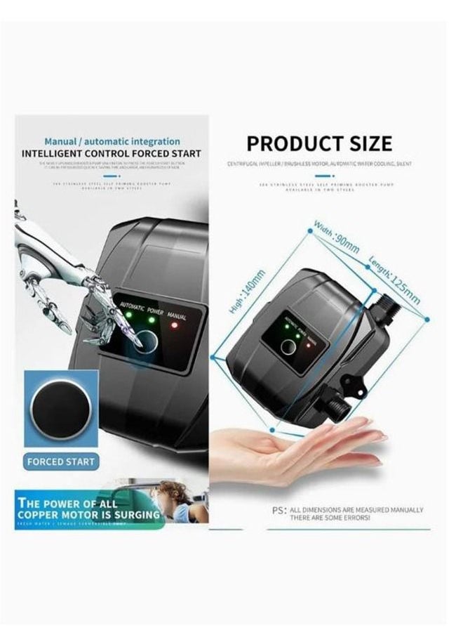 Arabest - 24 Volt Portable Automatic Water Pressure Booster Pump, 150 Watt Shower Booster Pump with Automatic Flow Switch, Hot and Cold Water Pump for Tap/Faucet/Bathroom Shower (Black) - Image 1