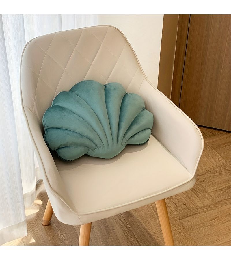 Blue Shell Plush Pillow Cute Solid Color Cushion - Image 1