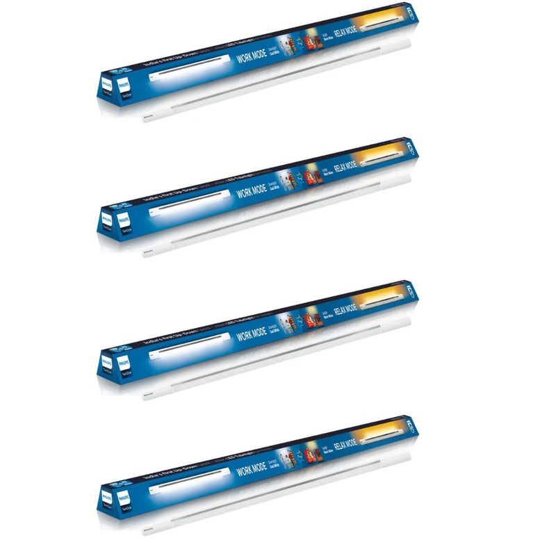 Philips Polycarbonate Twin Glow 25-Watt +25-Watt LED Up-Down Batten Tubelight (Pack of 4, Yellow Uplight Relax Mode|White Downlight Work Mode) - Image 1