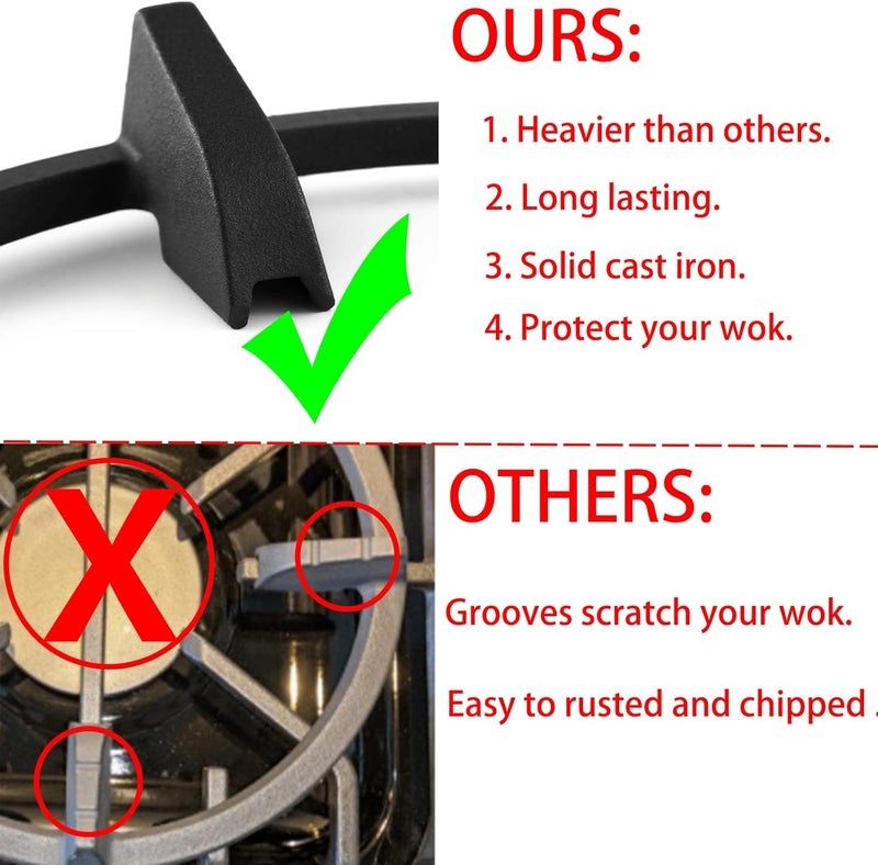 Charbrofire Wok Ring, Replacement Parts Cast Iron Wok Support Ring for Gas Stove Burner Grate Samsung, GE, Kitchenaid, LG, Whirlpool, Frigidaire, Kenmore Etc Gas Stove Stand Rack Accessories - Image 3
