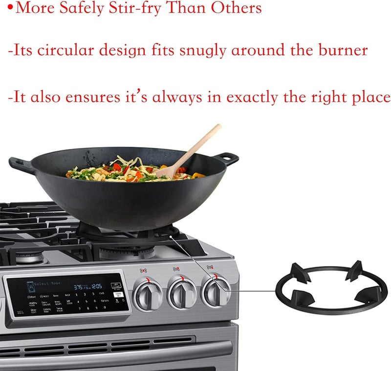 Charbrofire Wok Ring, Replacement Parts Cast Iron Wok Support Ring for Gas Stove Burner Grate Samsung, GE, Kitchenaid, LG, Whirlpool, Frigidaire, Kenmore Etc Gas Stove Stand Rack Accessories - Image 2