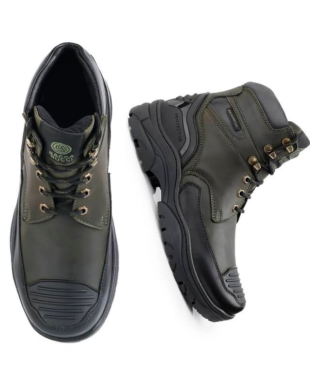 Bacca Bucci Protector Leather Motorcycle Boots for Men Forest Green UK 9 - Image 2