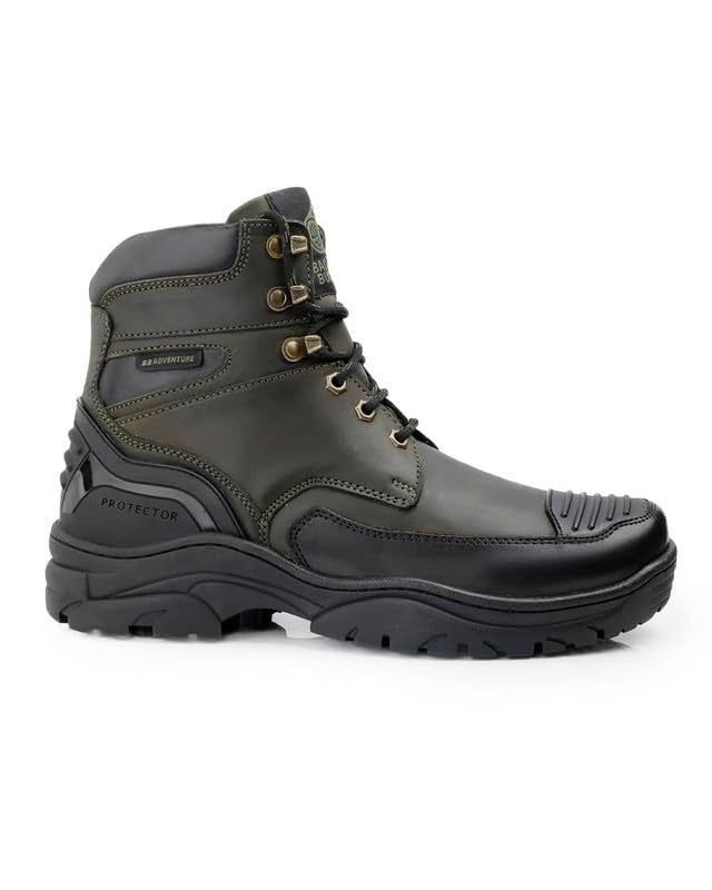 Bacca Bucci Protector Leather Motorcycle Boots for Men Forest Green UK 9 - Image 4