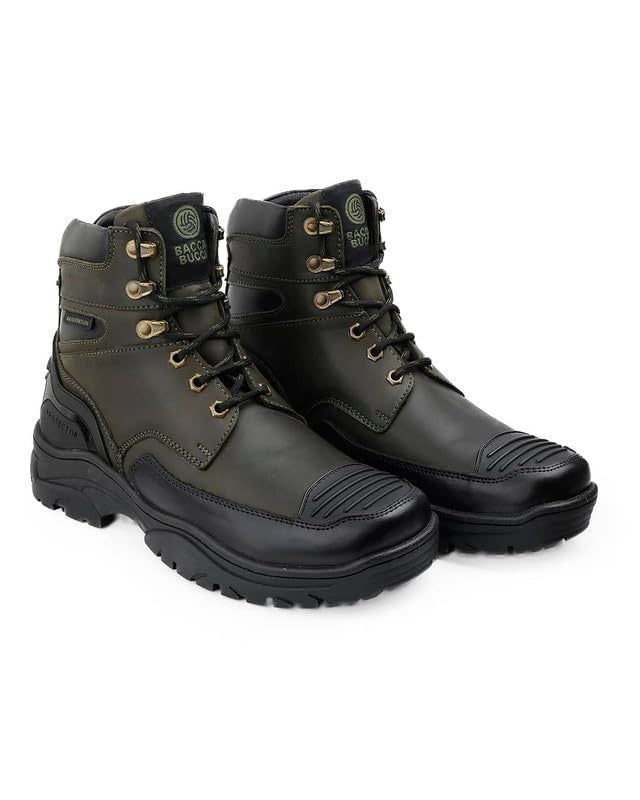 Bacca Bucci Protector Leather Motorcycle Boots for Men Forest Green UK 9 - Image 3