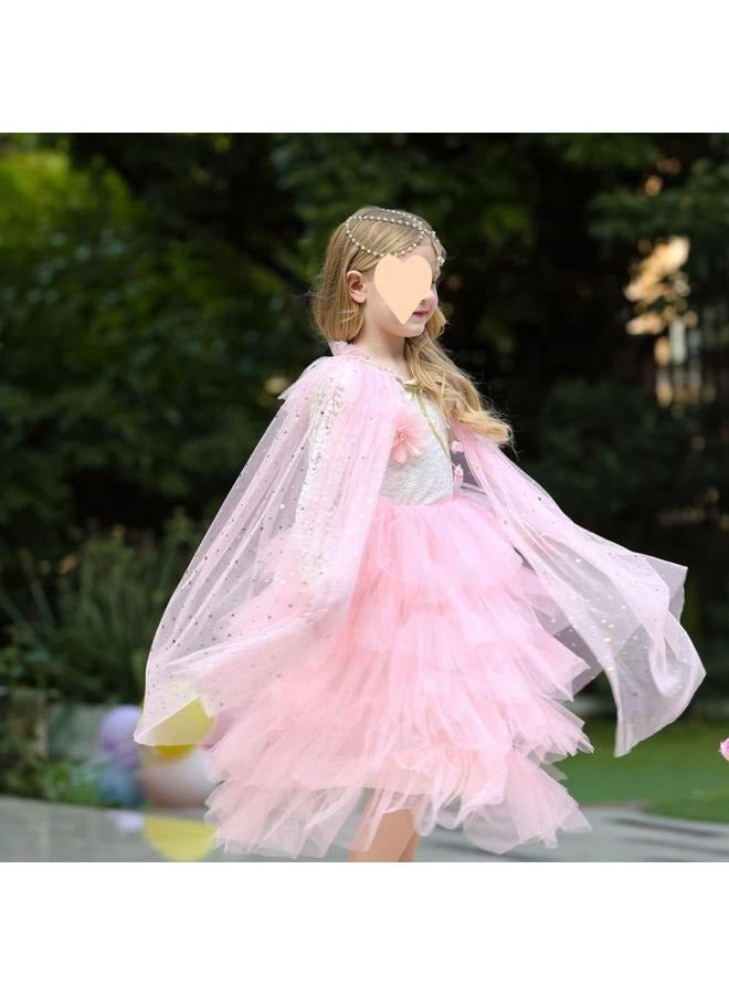 يونج شنج الفتيات كيب عباءة الأميرة اللامعة عيد ميلاد عيد ميلاد عيد ميلاد ， الأميرة عباءة 80 سم - Image 3