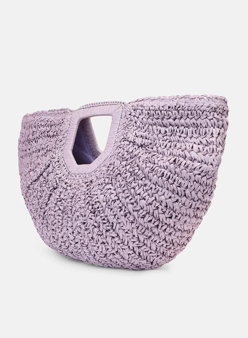 Haute Sauce Solid Zip Lock Regular Jute Hand Bag For Women