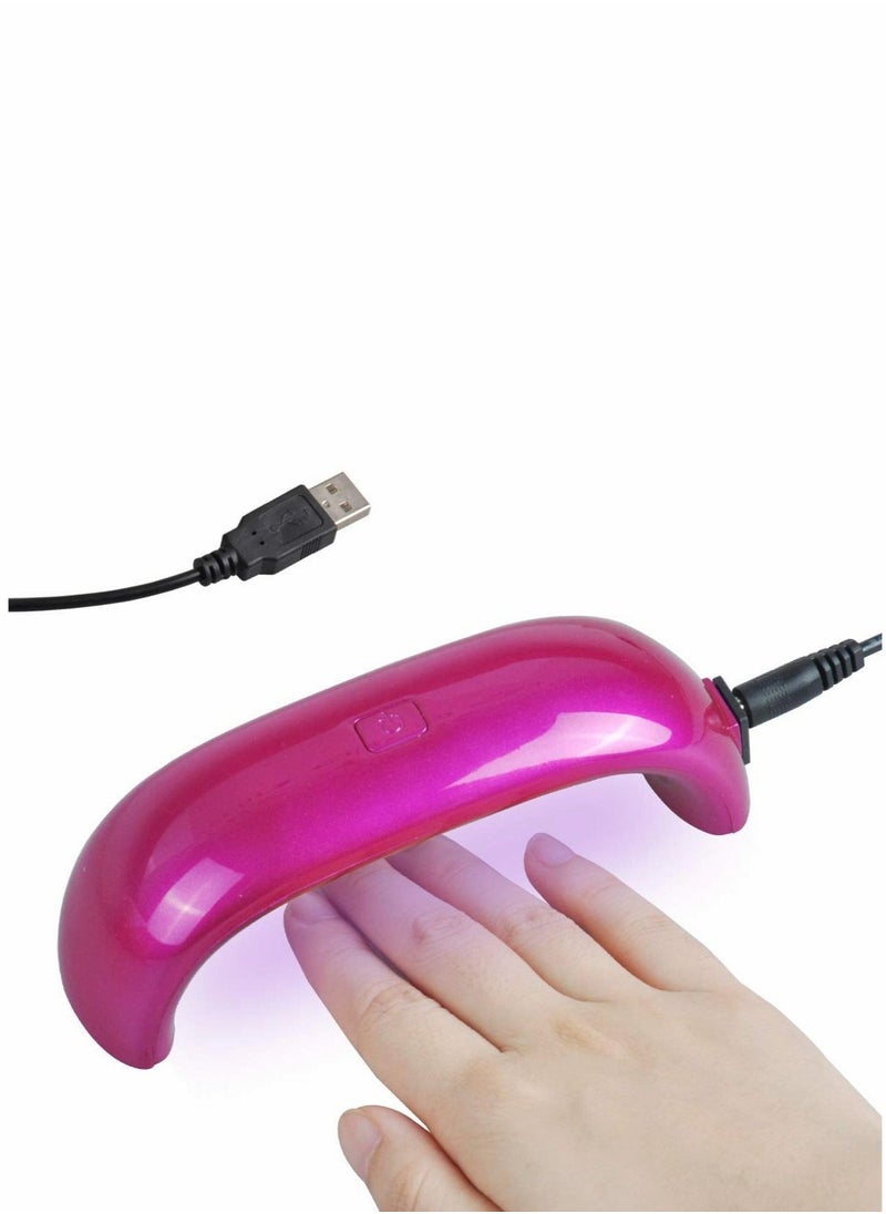 Excefore مصباح تجفيف الأظافر LED USB صغير شكل قوس قزح محمول جل طلاء الأظافر للأظافر الأكريليك مانكير فن طلاء أظافر اليدين والقدمين لون وردي فاتح  - Image 1