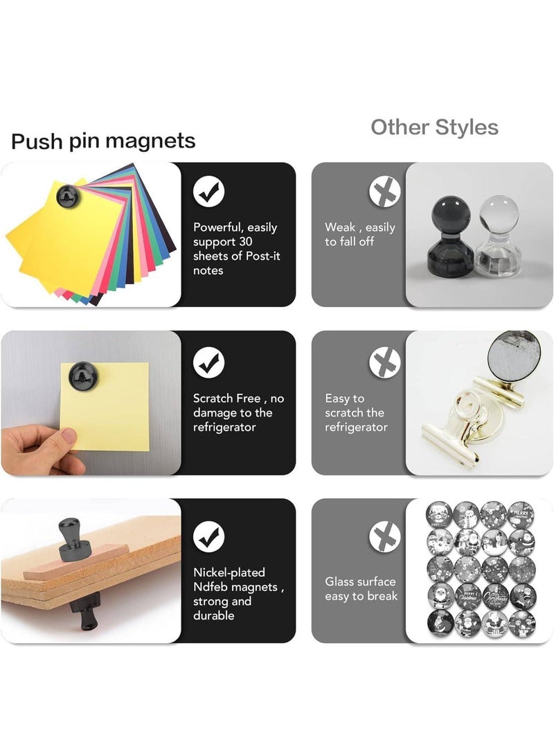 ChicAbode 16Pcs Strong Fridge Magnets, Black Refrigerator Magnets, Push Pin Magnets, Strong Whiteboard Magnets, Small Magnets, for Locker, Kitchen, Office, School, Map Decorative, Adults - Image 3