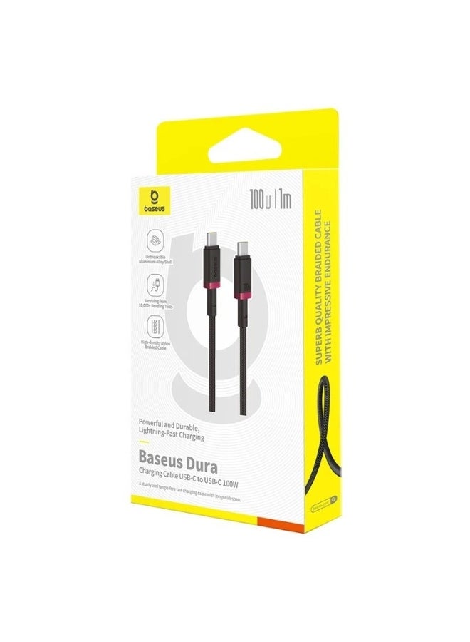 بيسوس Baseus Dura Type C to Type C 100 W fast charging cable 1 m Black, multicolour - Image 3