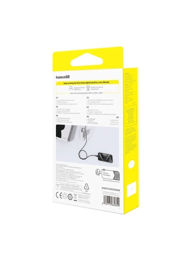 بيسوس Baseus Dura Type C to Type C 100 W fast charging cable 1 m Black, multicolour - Image 2