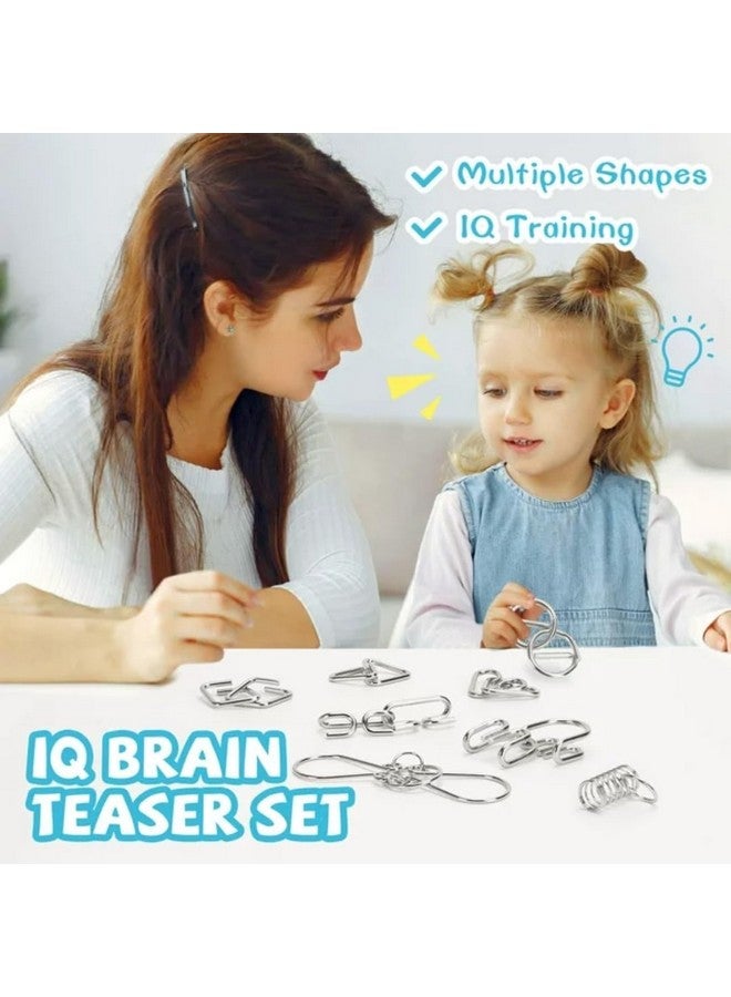 PLUSPOINT PLUSPOINT Brain Teasers 24 Metal Wire Puzzle Assorted Metal Puzzle Game for Gifts Party Favors Prizes Disentanglement Unlock Interlock IQ Puzzle Brain Teaser (24 pc)  - Image 5