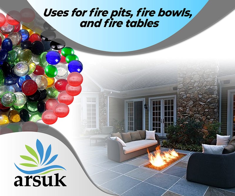 ARSUK Glass Pebbles Colored Stones, 1LB Flat Marbles â€“ Decorative Glass Gems for Vases, Glass Beads for Vases, Mancala Stones, Table Scatter, Wedding DÃ©cor, Aquarium & Home Use, (100pcs, 0.7-0.8'') - Image 5