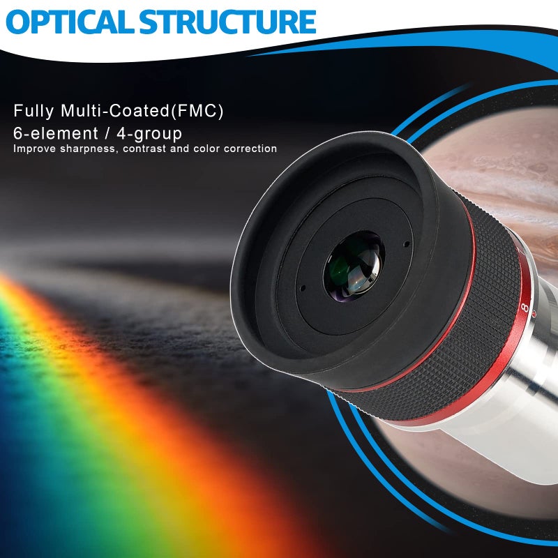 SVBONY SVBONY SV215 Zoom Eyepiece, 1.25 Inch Zoom Lens, 3mm to 8mm Eyepiece with Parfocal Design, Telescope Accessory for High Power Lunar and Planetary Observing - Image 3