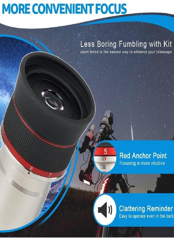 SVBONY SV215 Zoom Eyepiece, 1.25 Inch Zoom Lens, 3mm to 8mm Eyepiece with Parfocal Design, Telescope Accessory for High Power Lunar and Planetary Observing  - Image 3