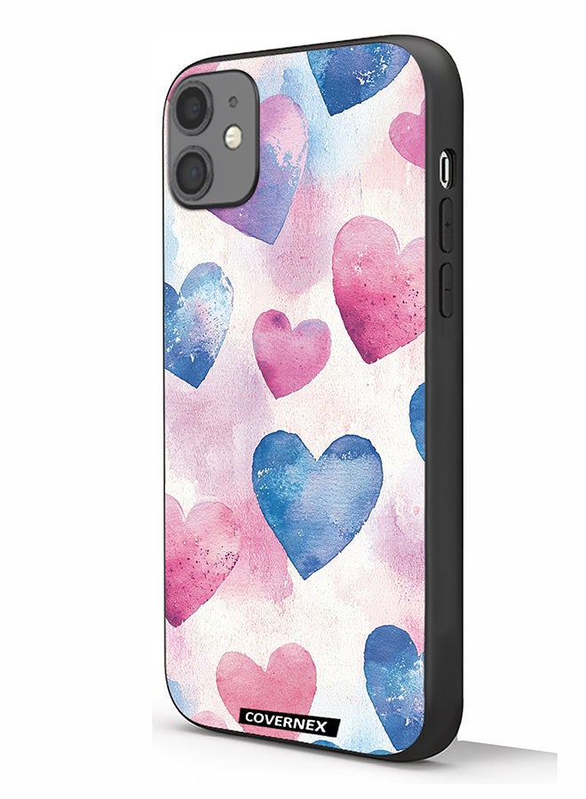 Covernex Apple iPhone 11 Protective Case Cover Printed Featuring Watercolor Soft Heart Pattern - Image 1