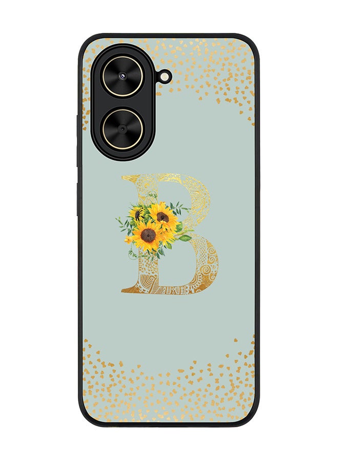 Stylizedd For Xiaomi Poco C71 / Redmi A5 4G Case,Slim fit Camera Protection, Shockproof Thin Phone cover  - Custom Floral Monogram - B  (Light Grey )