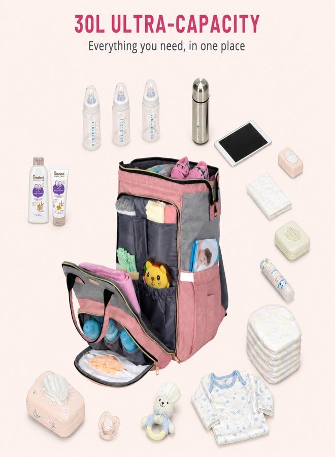 MAMMA Dual Partition Diaper Bag For Mothers for Travel, Baby Bag for Mother Travel,16 Pockets Diaper Bags for Mom and Hospital Bag for Delivery Women,Unisex Baby diaper Bag with 9 Month Warranty - Image 2