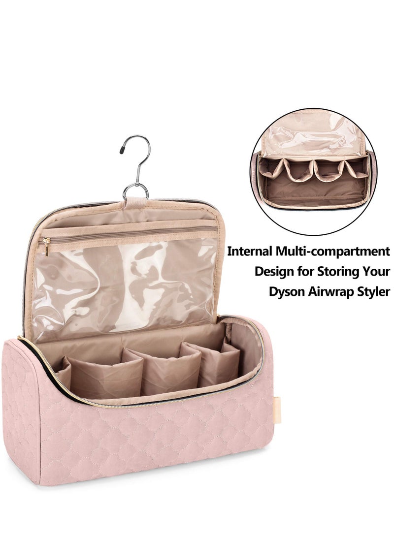 KASTWAVE Travel Case Compatible with Airwrap Complete Styler and Attachments, Portable Storage Bag with Hanging Hook for Hair Curler Accessories(Pink) - Image 5