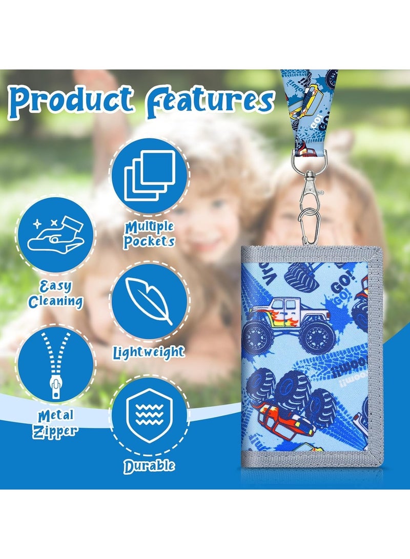 عام محفظة للأولاد، محفظة ثلاثية الطيات للأطفال مع نافذة للهوية وحبل، حقيبة قماشية للرقبة للأولاد من 9 إلى 12 سنة، هدية عيد ميلاد للأطفال، مثالية للاستخدام اليومي في المدرسة للأولاد - Image 3