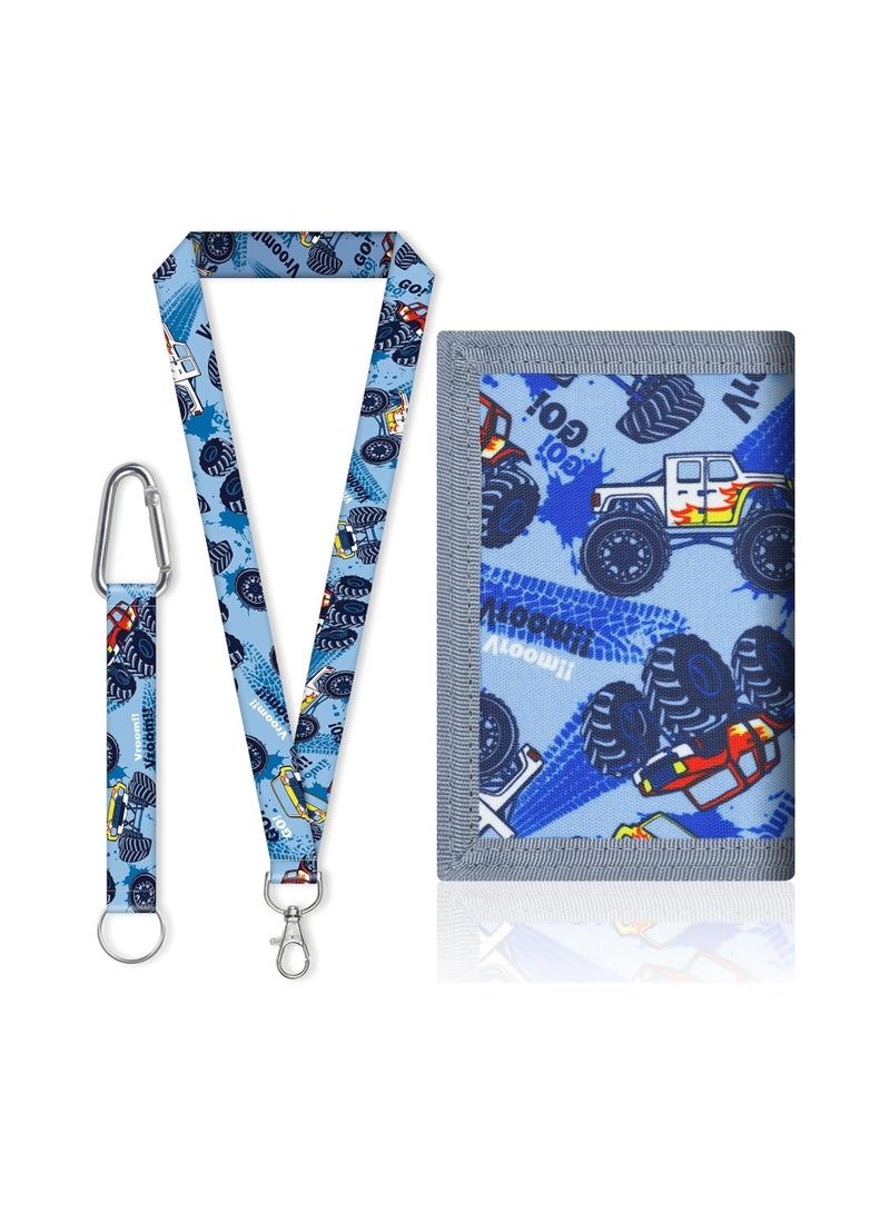 عام محفظة للأولاد، محفظة ثلاثية الطيات للأطفال مع نافذة للهوية وحبل، حقيبة قماشية للرقبة للأولاد من 9 إلى 12 سنة، هدية عيد ميلاد للأطفال، مثالية للاستخدام اليومي في المدرسة للأولاد - Image 1