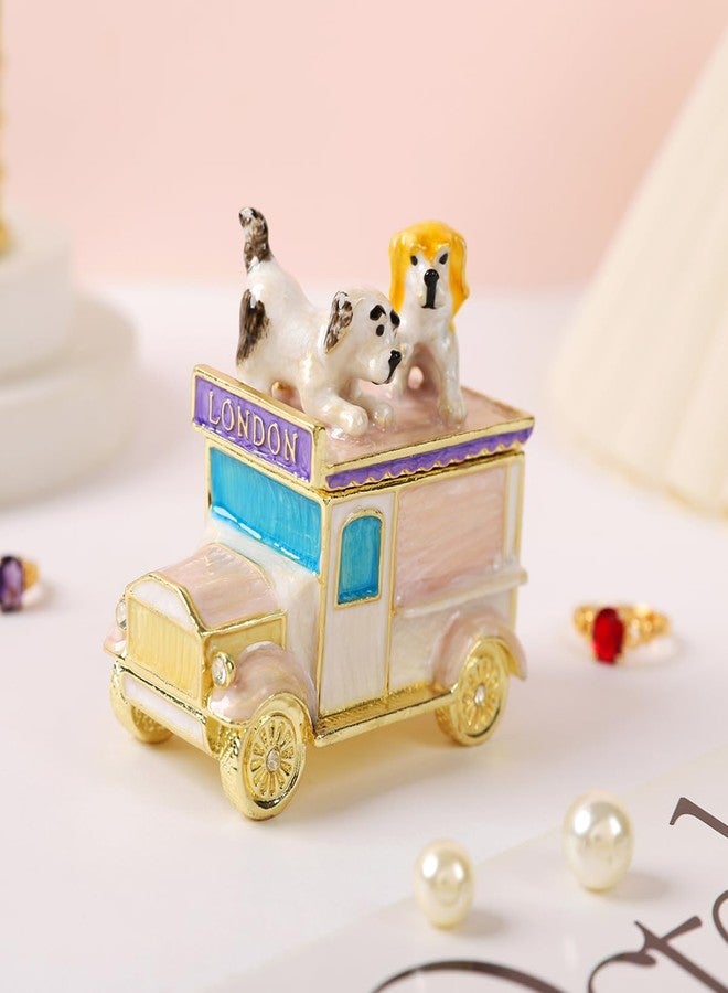 Furuida Cute Puppy Car Trinket Boxes Hand-Painted Enamel Jewelry Boxes Ornaments Craft Gift for Women Girls(Pink) - Image 4